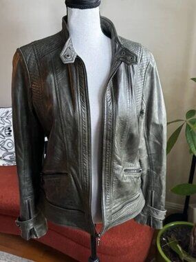 Bernardo Leather Jacket-Green!